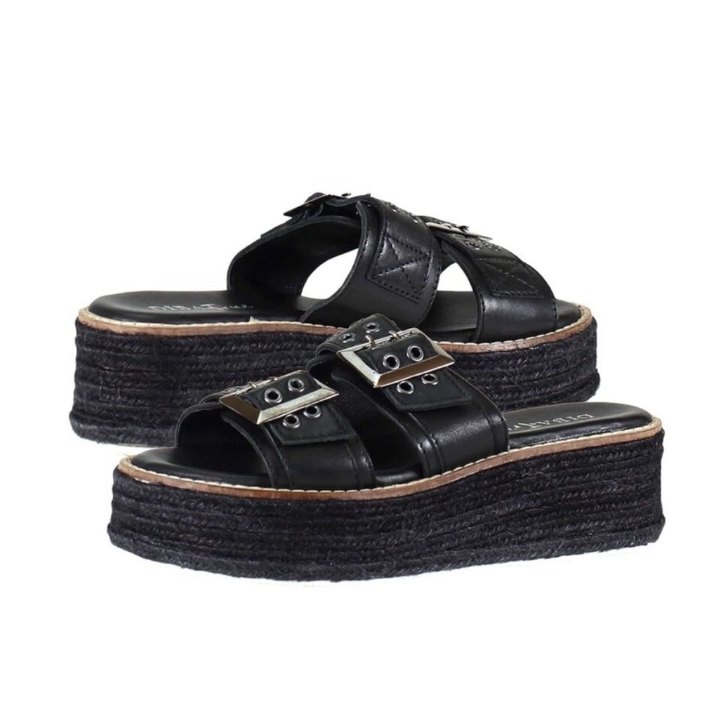 DIBA TRUE Derby Black Leather Wedges (NIB)